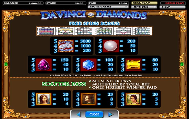 Play Da Vinci Diamonds Slot